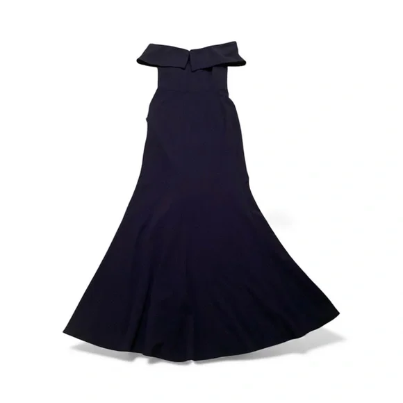 betsy and adam navy blue dress Betsy and Adam Long Ruffled Prom Dress A24201 Navy / 0